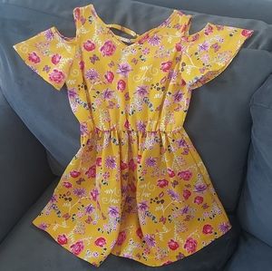 Lily Bleu, girl's fun play dress, yellow & hot pink, size 7